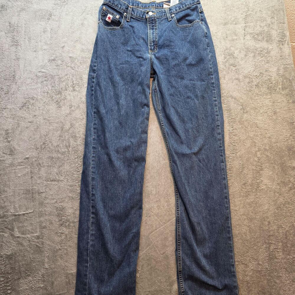 Wrangler Jeans Mens 36x30 Blue Medium Wash Regular Straight Leg Stretch Denim